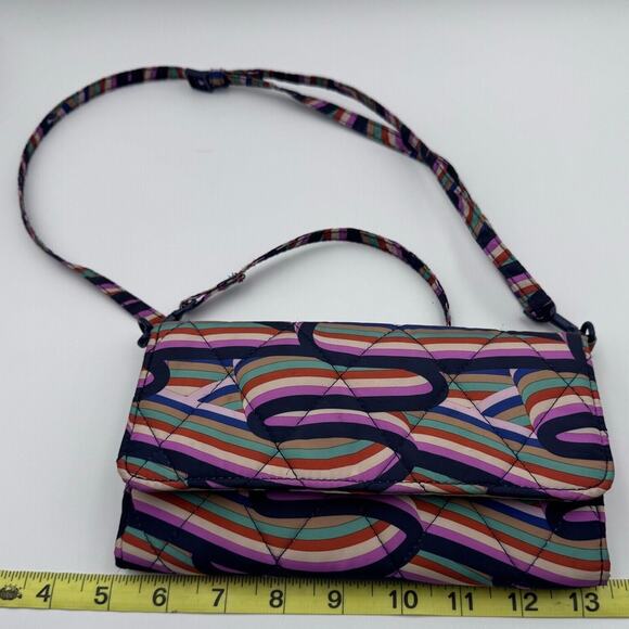 Vera Bradley Handbags - Vera Bradley Essentials Y2K Retro Ribbons Bi Fold Wallet Crossbody Colorful